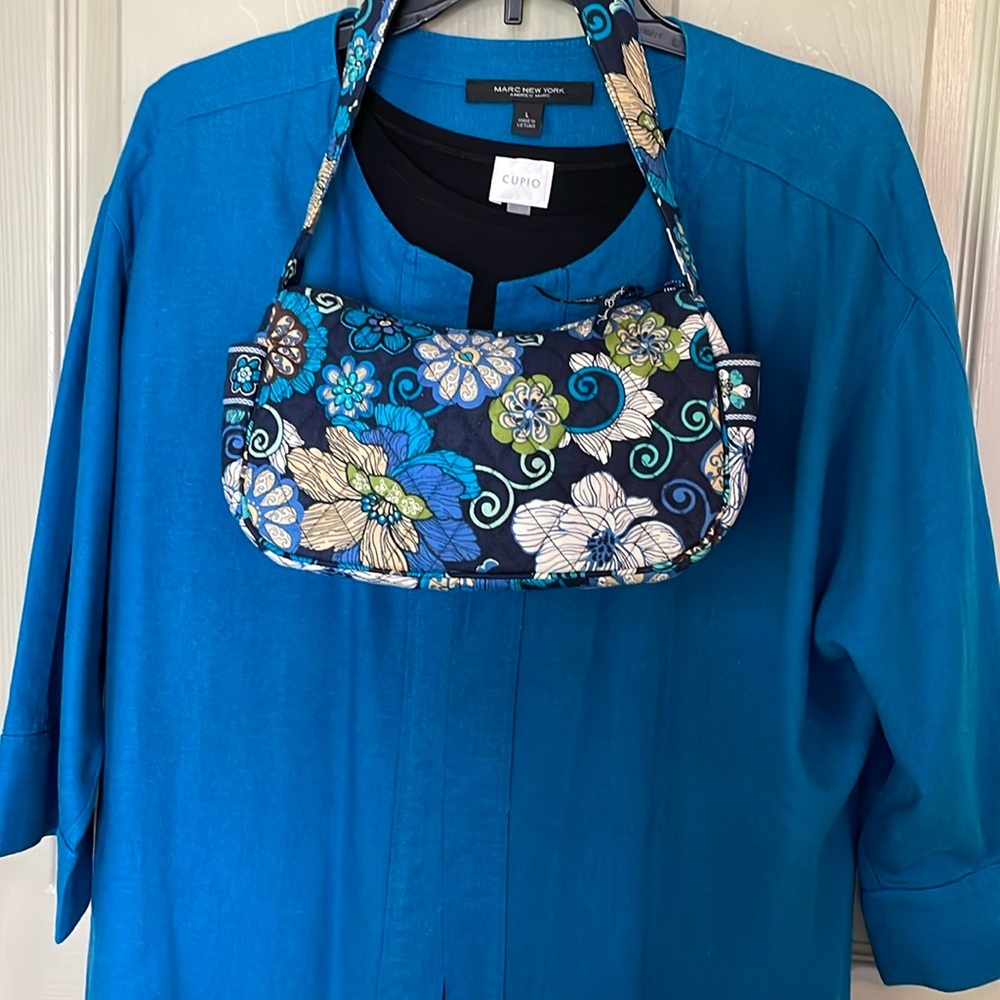 Vera Bradley Blue, Black, Teal and Green Quilted Shoulder Bag